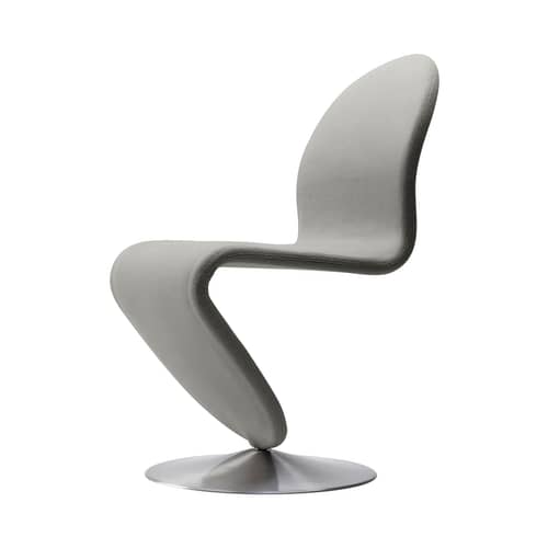 Sedia imbottita 123 tessuto grigio beige Panton 1973 - In esclusiva web - Verpan - Grigio talpa - Alluminio spazzolato, Gommapiuma, Lana