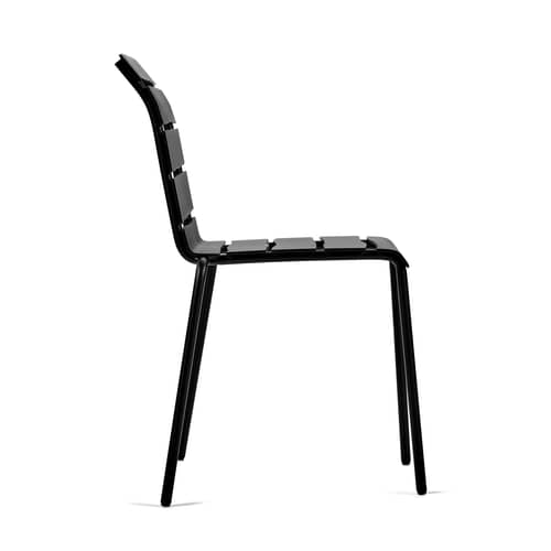 Aligned Stacking chair metal black / By Maarten Baas - Aluminium - valerie objects - Black - Thermolacquered aluminium
