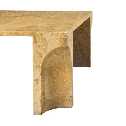 Table basse Doric marbre jaune / 80 x 80 cm - Gubi - Marbre ambre miel - Marbre