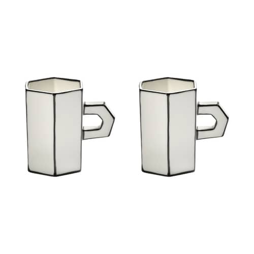Set de 2 tasses à café Carte Blanche céramique / espresso double - Serax - Blanc & noir - Porcelaine