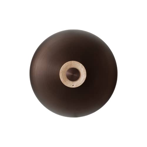 Reverse LED Wall light metal brown / Touch Dimmer - Audo Copenhagen - Burnished brass / Beige - Aluminium, Raw travertine