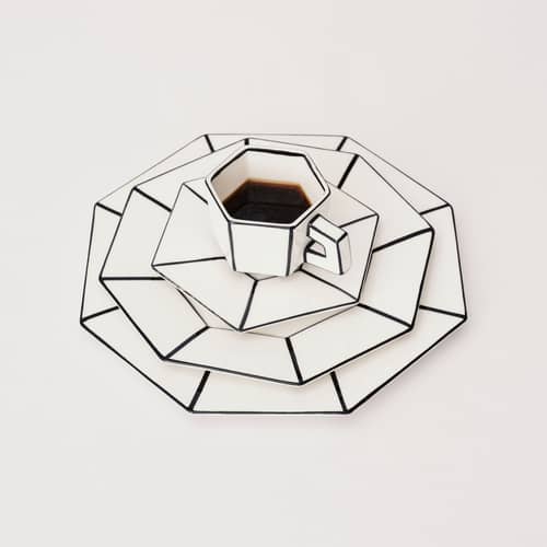 Set de 2 assiettes à mignardises Carte Blanche / Ø 18.5 cm - Serax - Blanc & noir - Porcelaine