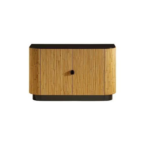 Buffet Riviera / L 120 x H 75 cm - Maison Sarah Lavoine - Rotin naturel / Laqué noir - Bois laqué, Rotin