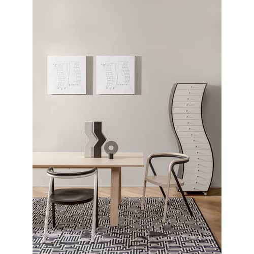Cassettiera Side 1 legno bianco nero / Shiro Kuramata, 1970 - L 63 x H 170 cm - Cappellini - Nero bianco - Frassino