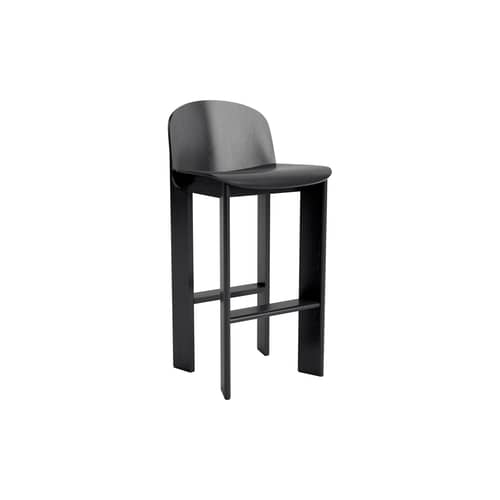Chaise de bar Chisel 35 High bois noir / H 75 cm - Hay - Noir - Placage de chêne laqué