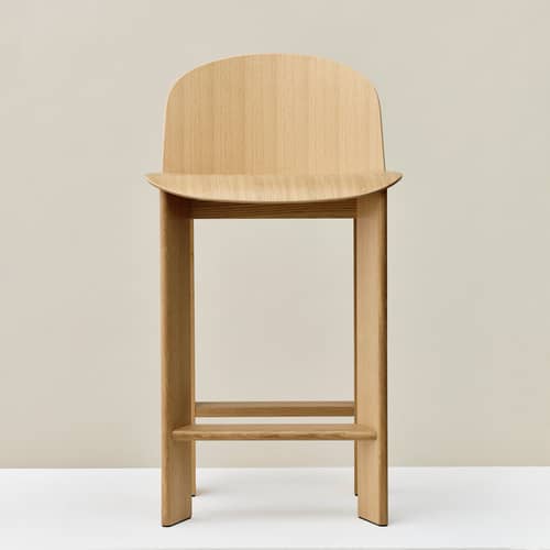 Chaise de bar Chisel 35 Low bois naturel / H 65 cm - Hay - Chêne laqué - Placage de chêne laqué