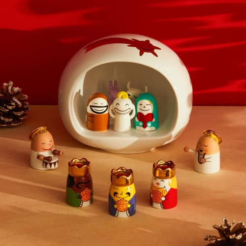 Crèche Presepe céramique multicolore / Avec 10 santons - Alessi - Multicolore - Porcelaine peinte