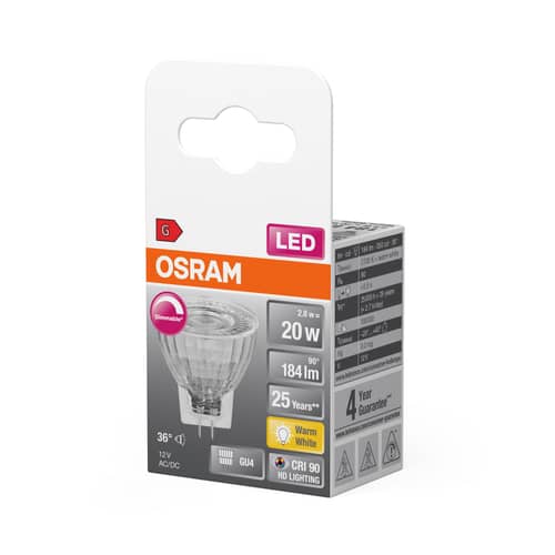 Dimmbare GU4 LED-Lampe Spot MR11 glas transparent / 2,8 W (= 20 W) – Warmweiß - Osram - Transparent - Glas