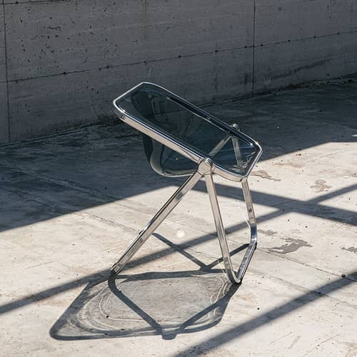 Fauteuil pliant Plona / Giancarlo Piretti, 1970 - ANONIMA CASTELLI - Fumé - Aluminium poli, Plexiglas
