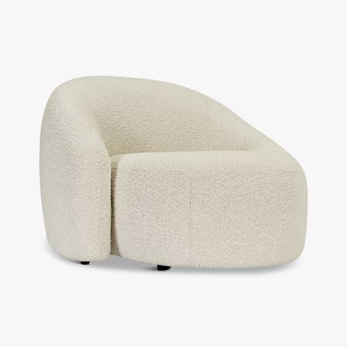 Gepolsterter Sessel Neo textil weiß - NV GALLERY - Weißer Hafer (gekräuselt) - FSC-zertifiziertes Holz, High Density-Schaum, Schlingenpol