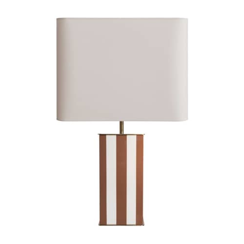 Lampada da tavolo Elysée tessuto legno arancione / H 71 cm - RED Edition - Terra di Siena e avorio - Legno laccato, Lino, Ottone