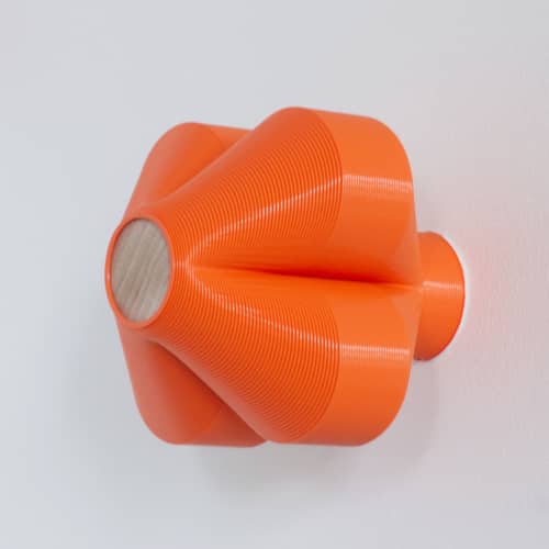 Set de 2 patères Amy / Plastique recyclé, fabriqué en France - Warren & Laetitia - Orange / Rose - Hêtre certifié, Plastique recyclé