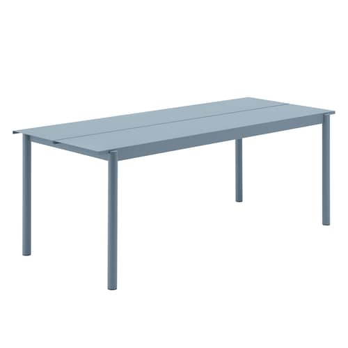 Linear Rectangular table metal blue / Steel - 200 x 75 cm - Muuto - Light blue - Powder-coated steel