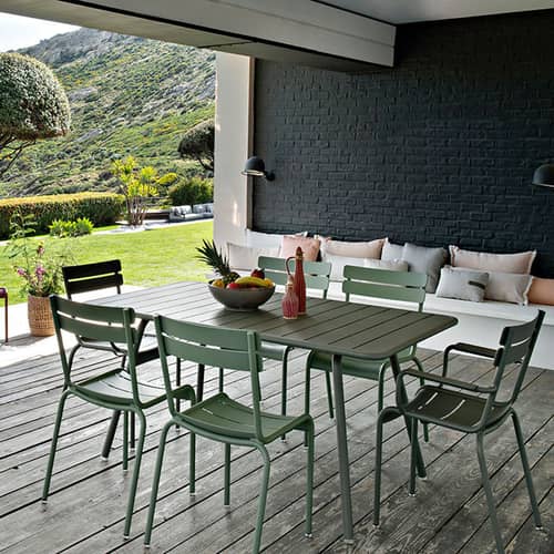 Luxembourg Rectangular table metal yellow / 165 x 100 cm - 6 to 8 people - Fermob - Textured honey - Lacquered aluminium