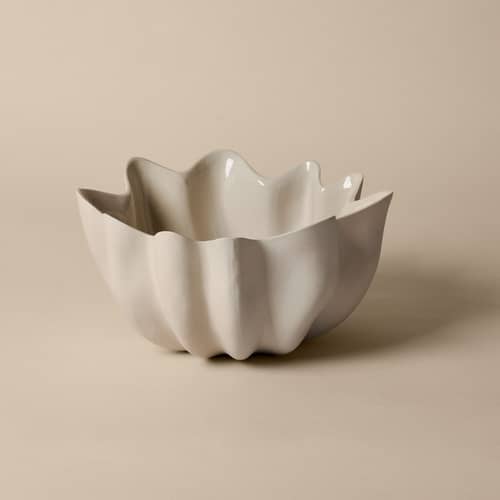 Saladier Nium Large / Ø 36 x H 18 cm - Ferm Living - Blanc cassé - Grès
