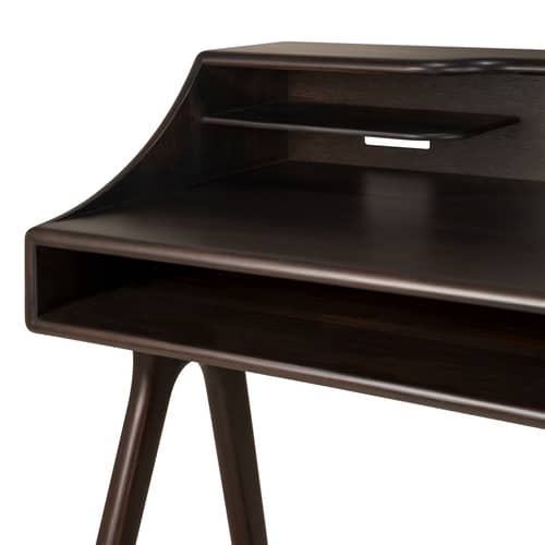 Schreibtisch Flow holz braun / 140 x 55 cm - Ethnicraft - Mahagoni Rosabraunes Mahagoni - Massives Mahagoni