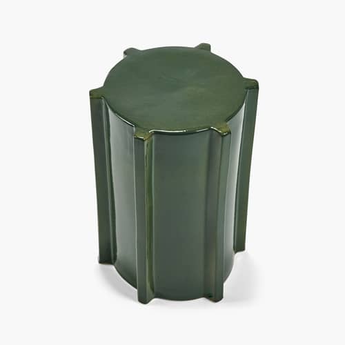 Table d\'appoint Pawn Geometric céramique vert / Tabouret - Ø 31,3 x H 45 cm - Serax - Vert foncé - Grès émaillé