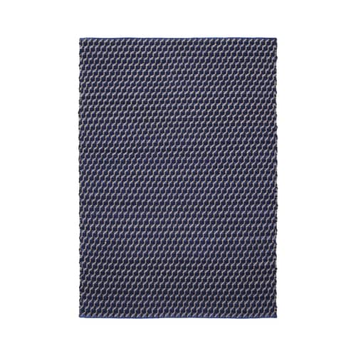 Tappeto Channel tessuto blu / 140 x 200 cm - Tessuto a mano - Hay - Blu - Cotone, Lana
