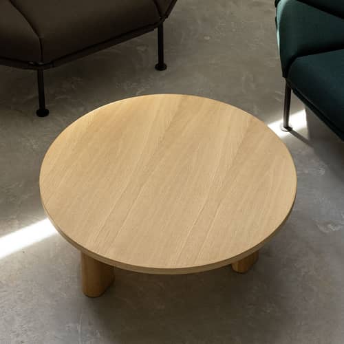 Tavolino Galta Forte legno naturale / Ø 100 x H 36 cm - KANN DESIGN - Rovere naturale - Impiallacciatura rovere, Rovere massello