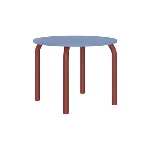 Tavolo rotondo Meko legno blu / Ø 100 cm - da 2 a 4 persone - NOO.MA - Blu ghiacciato e rosso scuro - , Acciaio