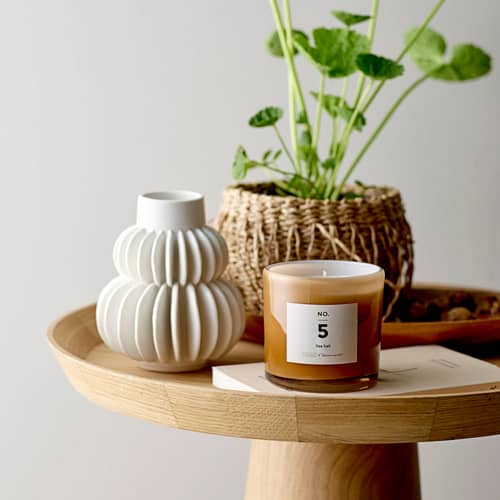 Vase Halfdan céramique blanc / Ø 11,5 x H 14 cm - Grès - Bloomingville - Blanc - Grès