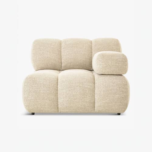 Gepolsterter Sessel Waffle textil beige / Sofa modulierbar – Austauschbare Armlehne - NV GALLERY - Beiger Tweed - Gewebe, High Density-Schaum
