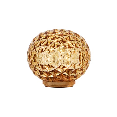 Mini Planet LED Wireless rechargeable lamp plastic material yellow / LED - Ø 16 x H 14 cm / Dimmer - Kartell - Transparent yellow - PMMA