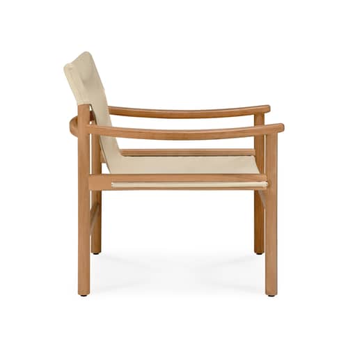 Safari Outdoor Armchair textile wood beige - Ethnicraft - Dune / Teak - Outdoor fabric, Solid teak