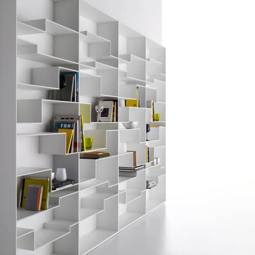 Bibliothèque Melody bois blanc / L 88 x H 217 cm - MDF Italia - Blanc mat - MDF laqué