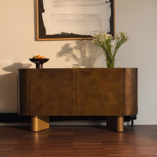 Buffet Ovalia bois effet laiton / L 150 cm - NV GALLERY - Effet laiton antique brossé - Bois composite peint