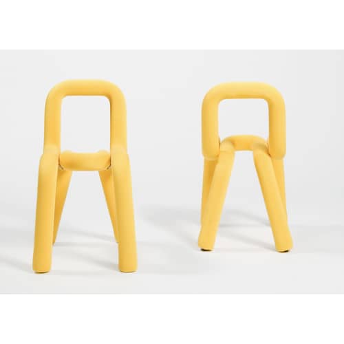 Chaise rembourrée Bold tissu jaune - Moustache - Jaune - Acier, Mousse, Tissu