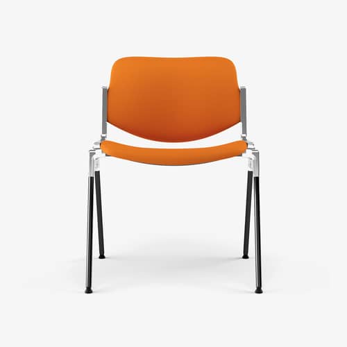 Chaise rembourrée DSC 106 tissu orange / Giancarlo Piretti, 1965 - ANONIMA CASTELLI - Orange (tissu Trevira) - Acier, Mousse polyuréthane, Tissu Trevira