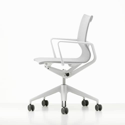 Fauteuil à roulettes Physix tissu gris argent / Tissu résille - Vitra - Argent (tissu TrioKnit) / Structure gris clair - Aluminium, Polyamide, Tissu résille