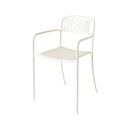 Fauteuil empilable Patio Lames métal blanc / Lattes - Tolix - Blanc perle - Acier inoxydable