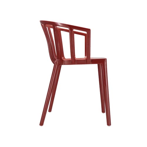 Fauteuil empilable Venice plastique rouge - Kartell - Bordeaux brillant - Technopolymère thermoplastique recyclé