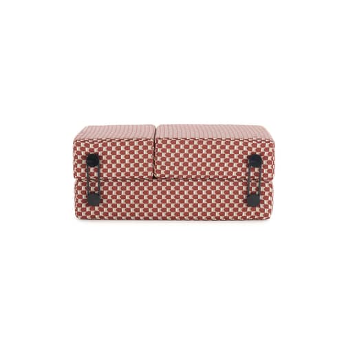 Chauffeuse convertible Trix OUTDOOR x Liberty tissu rouge / Lit d\'appoint - Kartell - Rouille (Liberty Obi Check) - Polyuréthane, Technopolymère thermoplastique, Tissu outdoor