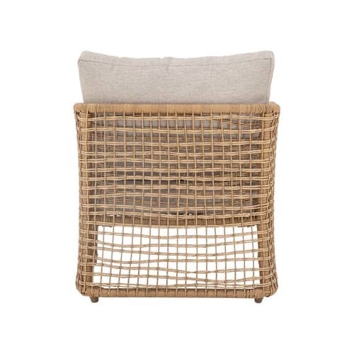 Gepolsterter Sessel Penzano kunstfaser beige - Bloomingville - Natur / Stoff Beige - Aluminium, Geflochtenes Polyrattan, Polyester-Gewebe