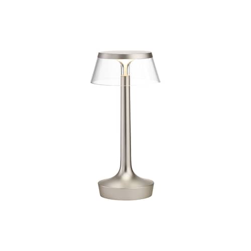 Lampe sans fil rechargeable Bon Jour Unplugged / LED - Variateur sensitif - Flos - Argent mat / Transparent - PMMA