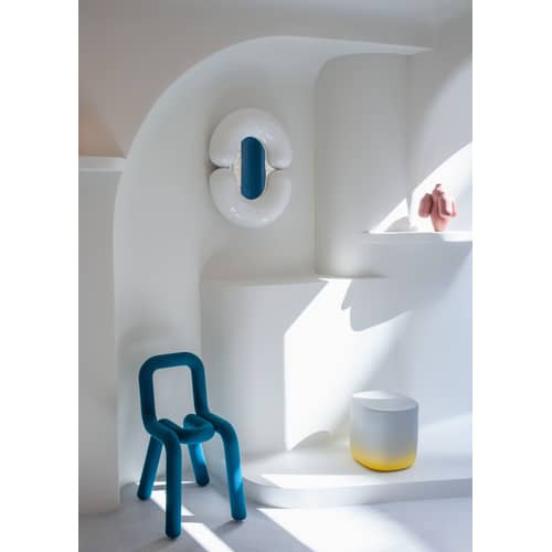 Miroir mural Zodiac Bumper Small céramique blanc / L 55 x H 70 cm - Jean-Baptiste Fastrez, 2020 - Moustache - Blanc - Céramique, Verre