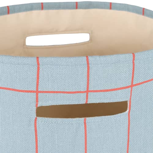Panier Vibes tissu bleu / H 56 cm - NOBODINOZ - Bleu ciel & rouge / Grille - Coton bio, Polyester