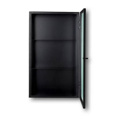 Rangement mural Haze métal noir / L 35 x H 60 cm - Verre cannelé - Ferm Living - Noir / Verre cannelé - Métal laqué époxy, Verre cannelé