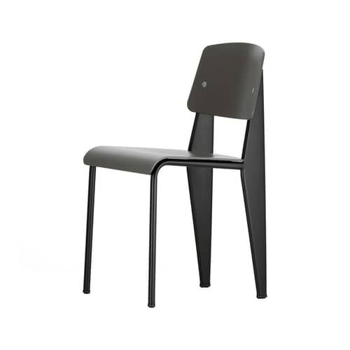 Sedia Standard SP materiale plastico nero / By Jean prouvé, 1934 - Metallo & Plastica - Vitra - Nero / Base nera - Acciaio laccato epossidico, Materiale plastico