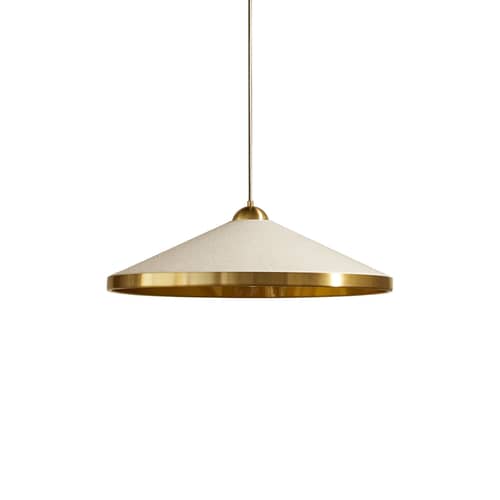 Sospensione Songe tessuto bianco / Ø 60 cm - Maison Sarah Lavoine - Ecru / ottone - Cotone stropicciato, Ottone spazzolato