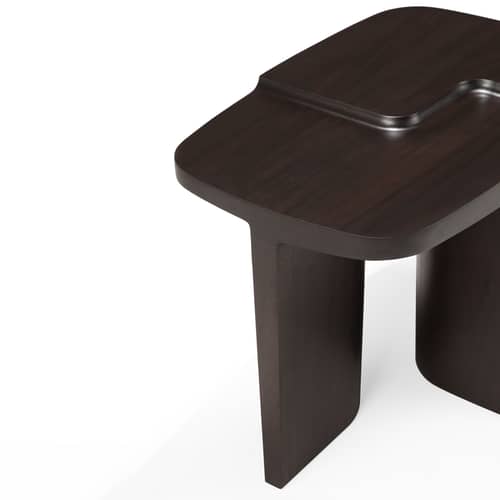 Table d\'appoint Brutalist bois marron / 60 x 40 x H 45 cm - Ethnicraft - Acajou brun rose - Acajou massif teinté
