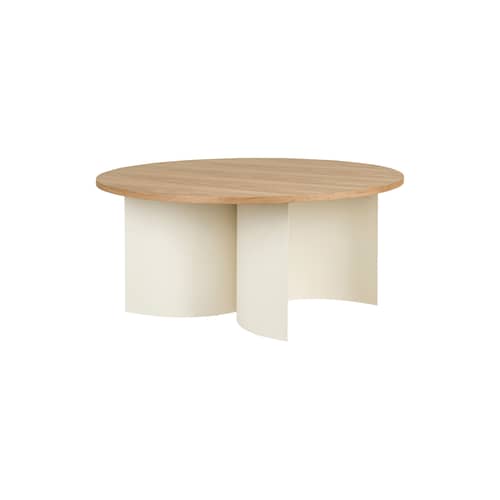 Tavolino Gavo legno naturale / Ø 95 x H 44 cm - NOO.MA - Frassino naturale e Beige - Acciaio, MDF impiallacciato frassino certificato FSC