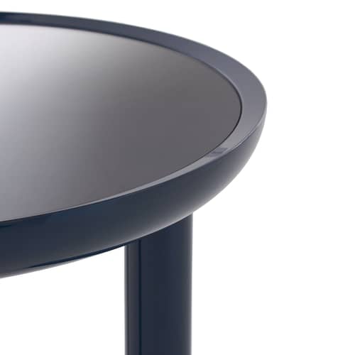 Tavolino K-TOP vetro blu / Ø 60 x H 50 cm - Specchio superiore - Kartell - Specchio affumicato / Blu - Faggio massello, Vetro con finitura a specchio
