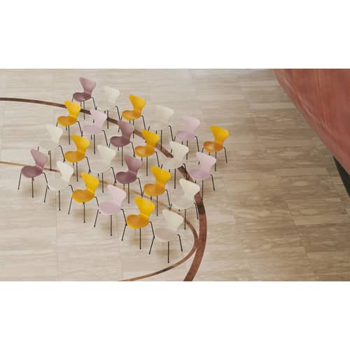 Chaise empilable Série 7 bois rose / Frêne teinté - Arne Jacobsen, 1955 - Fritz Hansen - Rose sauvage / Pieds gris agrenté - Acier, Contreplaqué de frêne teinté