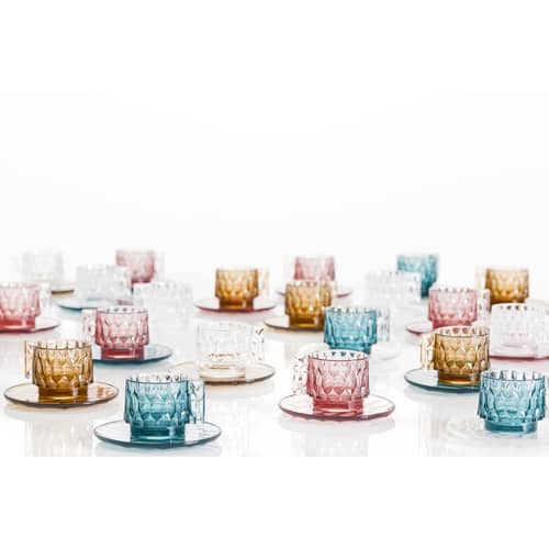 Jellies Family Coffee cup plastic material blue Set cup + saucer - Kartell - Blue - Thermoplastic technopolymer