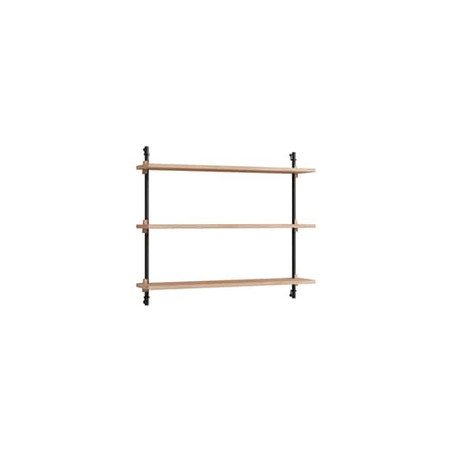 Etagère Wall Shelving – ws.65.1 / L 85 x H 65 cm x Prof. 17,5 cm - MOEBE - Chêne naturel / Noir - Acier, MDF placage chêne