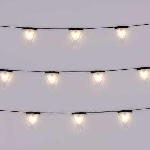 Guirlande lumineuse extérieur Sagra LED tissu blanc noir 14 mètres - 16 fanions tissu - Seletti - Guirlande / Noir & blanc - Polycarbonate, PVC, Tissu polyester
